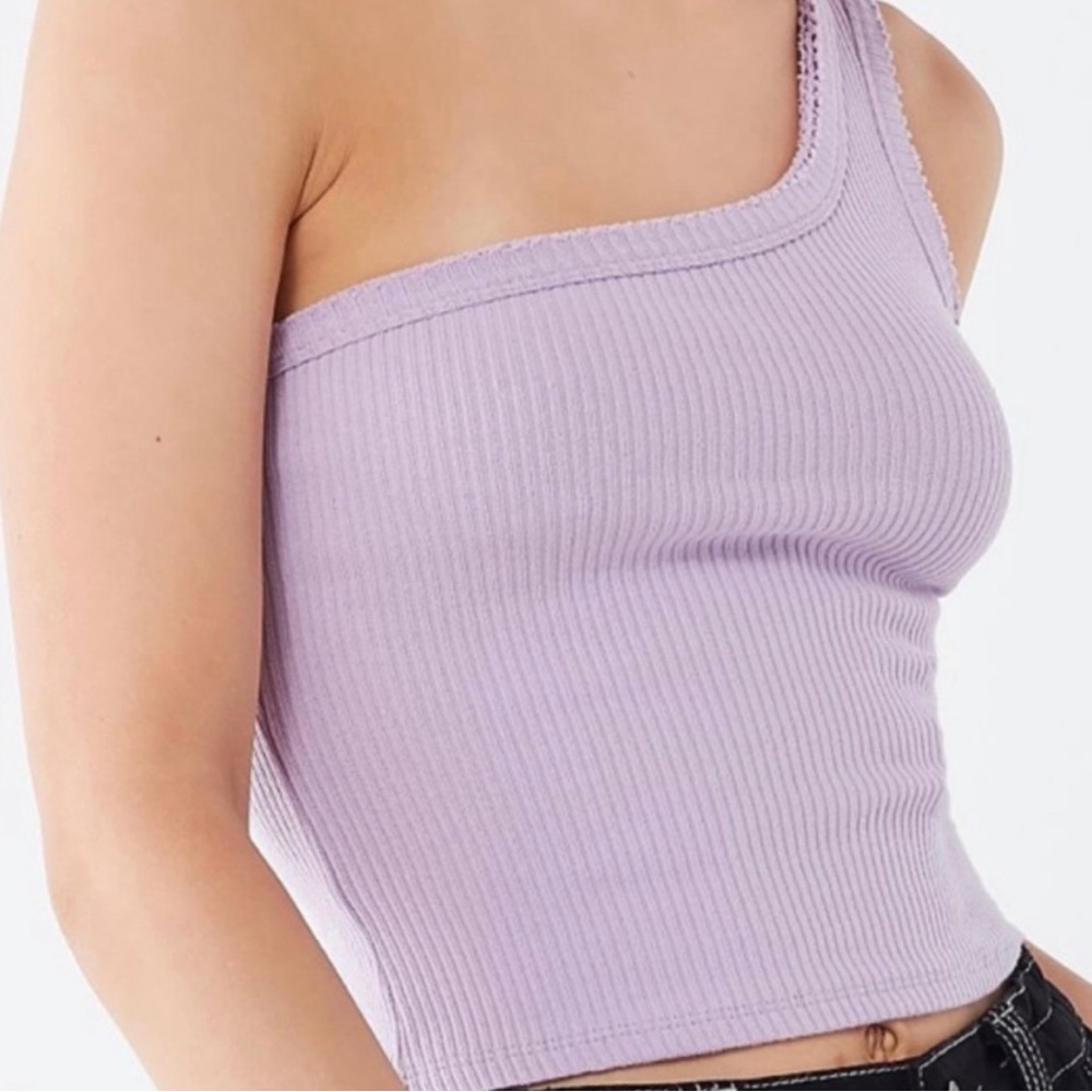 Urban Outfitters Lilac Ribbed Asymmetrical One Shoulder Top